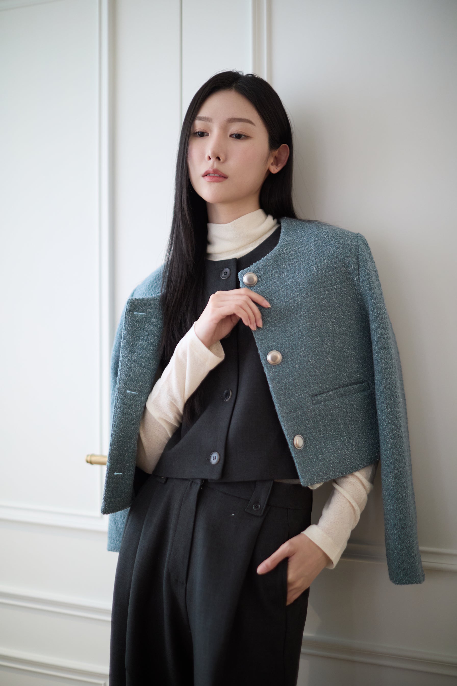 Renee Tweed Jacket - Teal