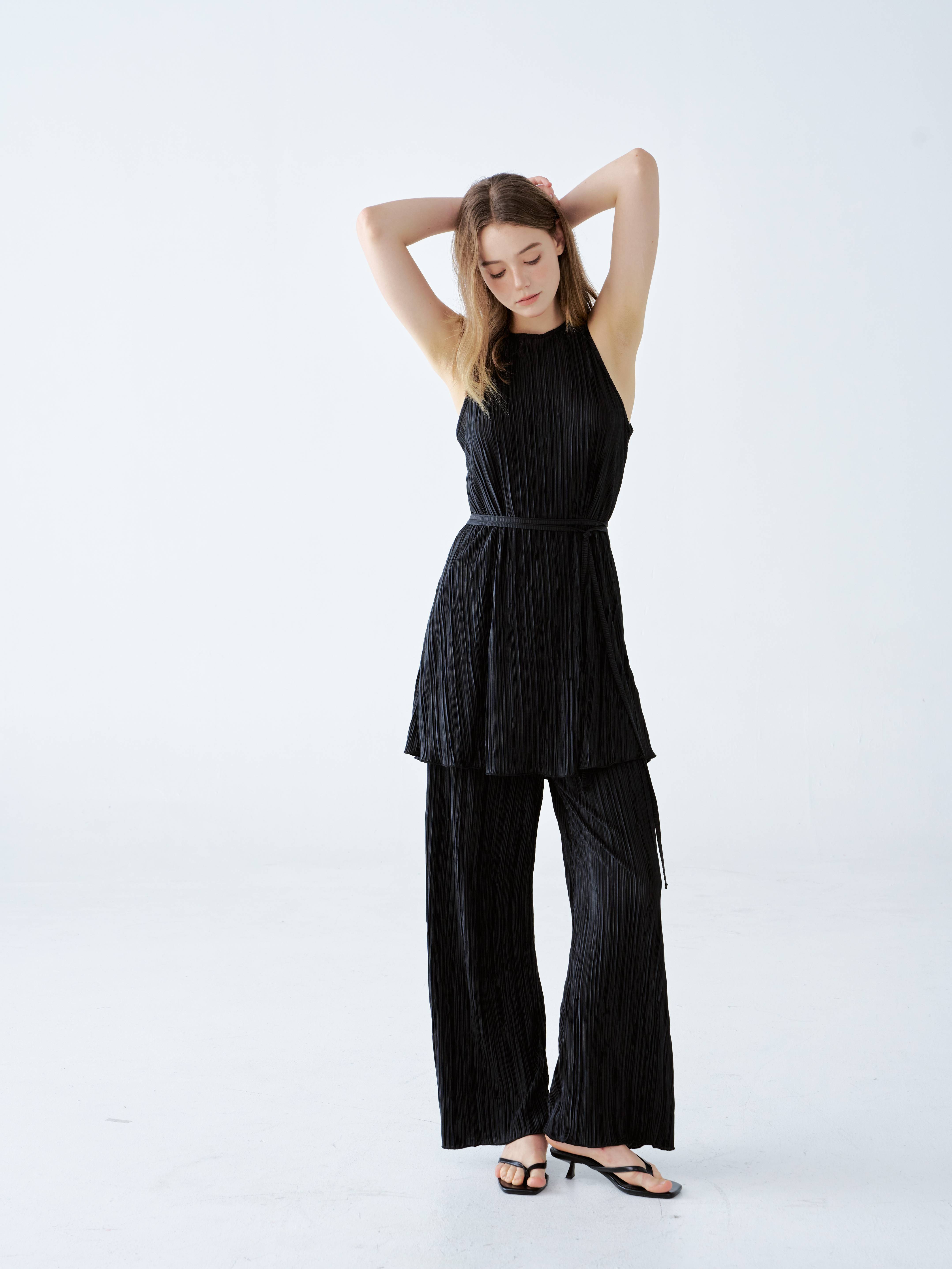 レディース andmary Gigi pleats set up black