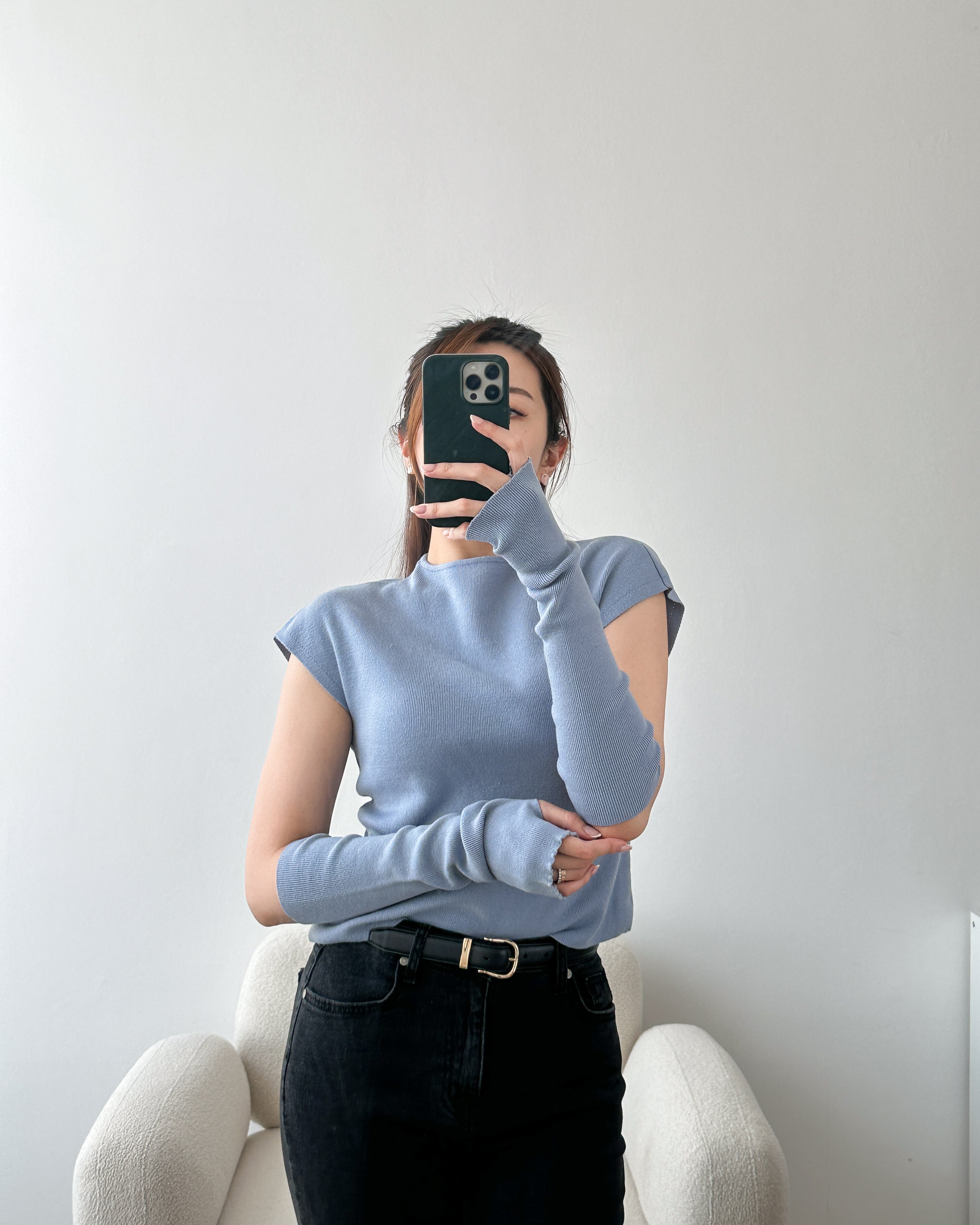 Daphne Top W/Sleeves Warmer - Cornflower Blue