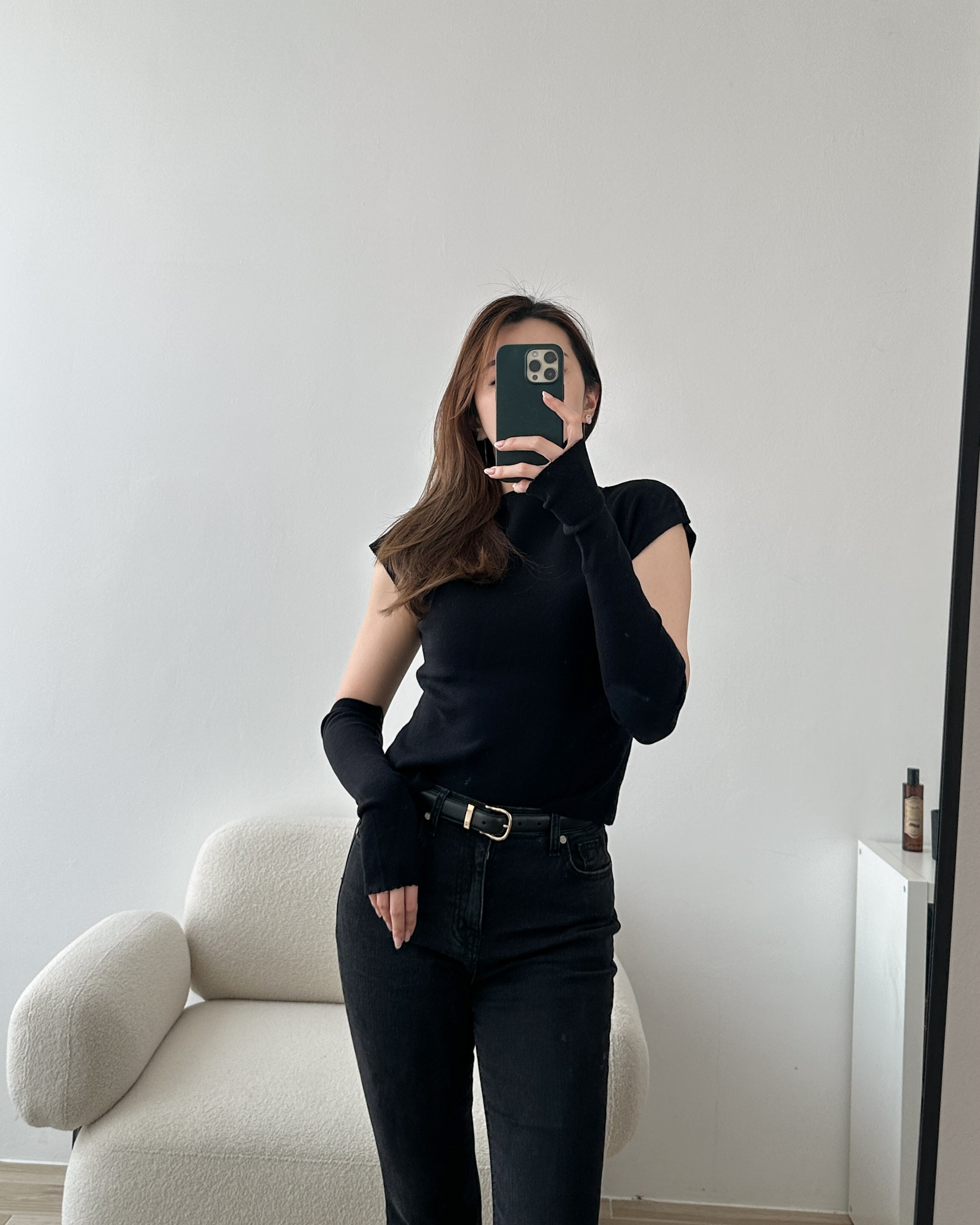 Daphne Top W/Sleeves Warmer - Black