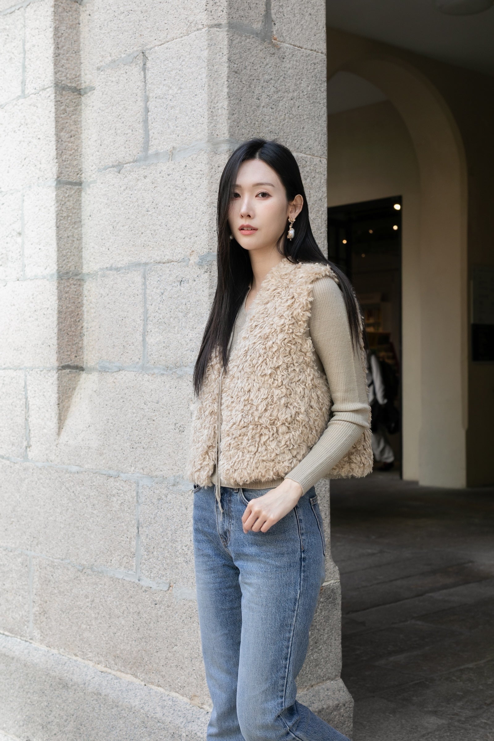 親愛的人造羊毛皮背心