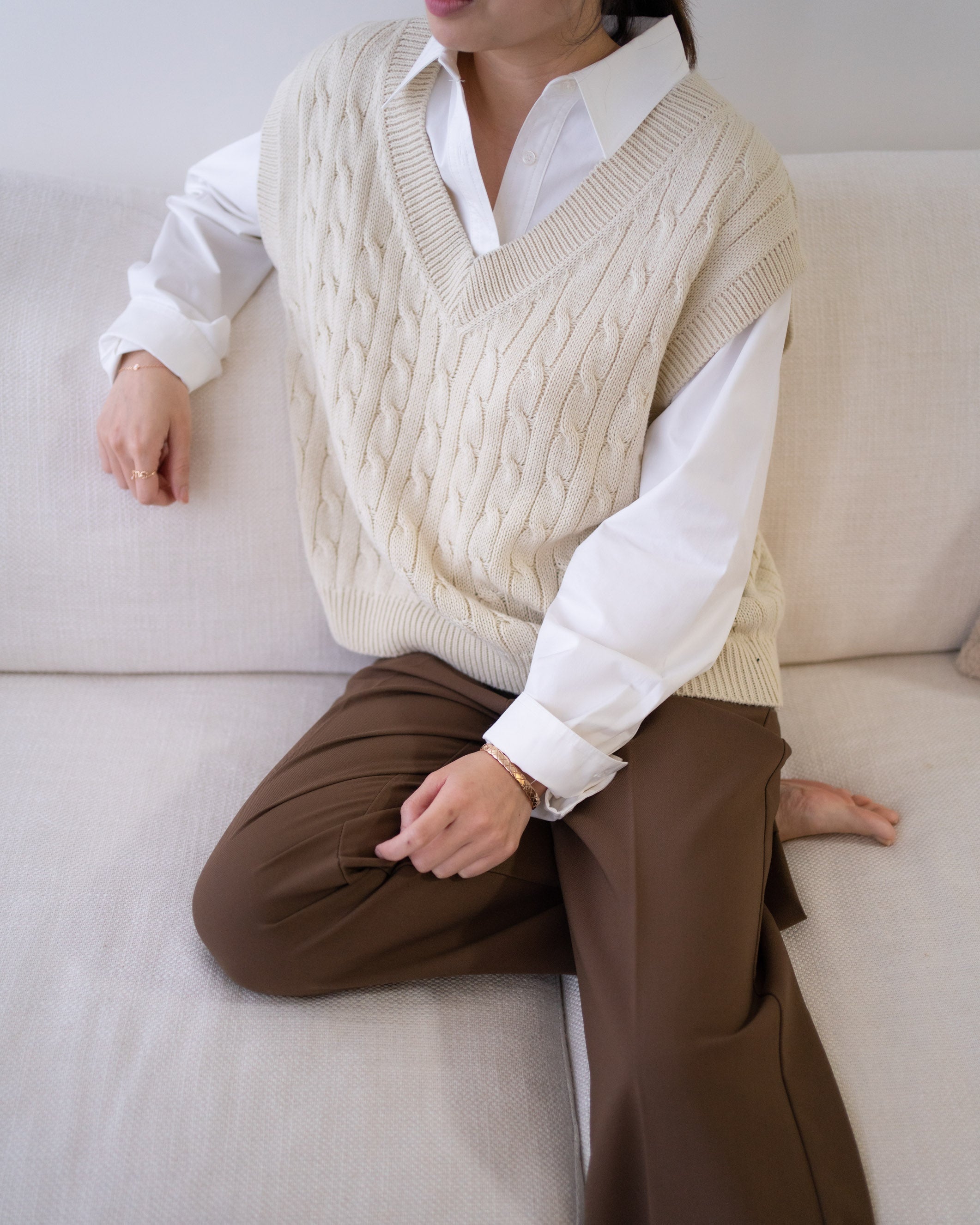 Jen Knit Vest - Cream