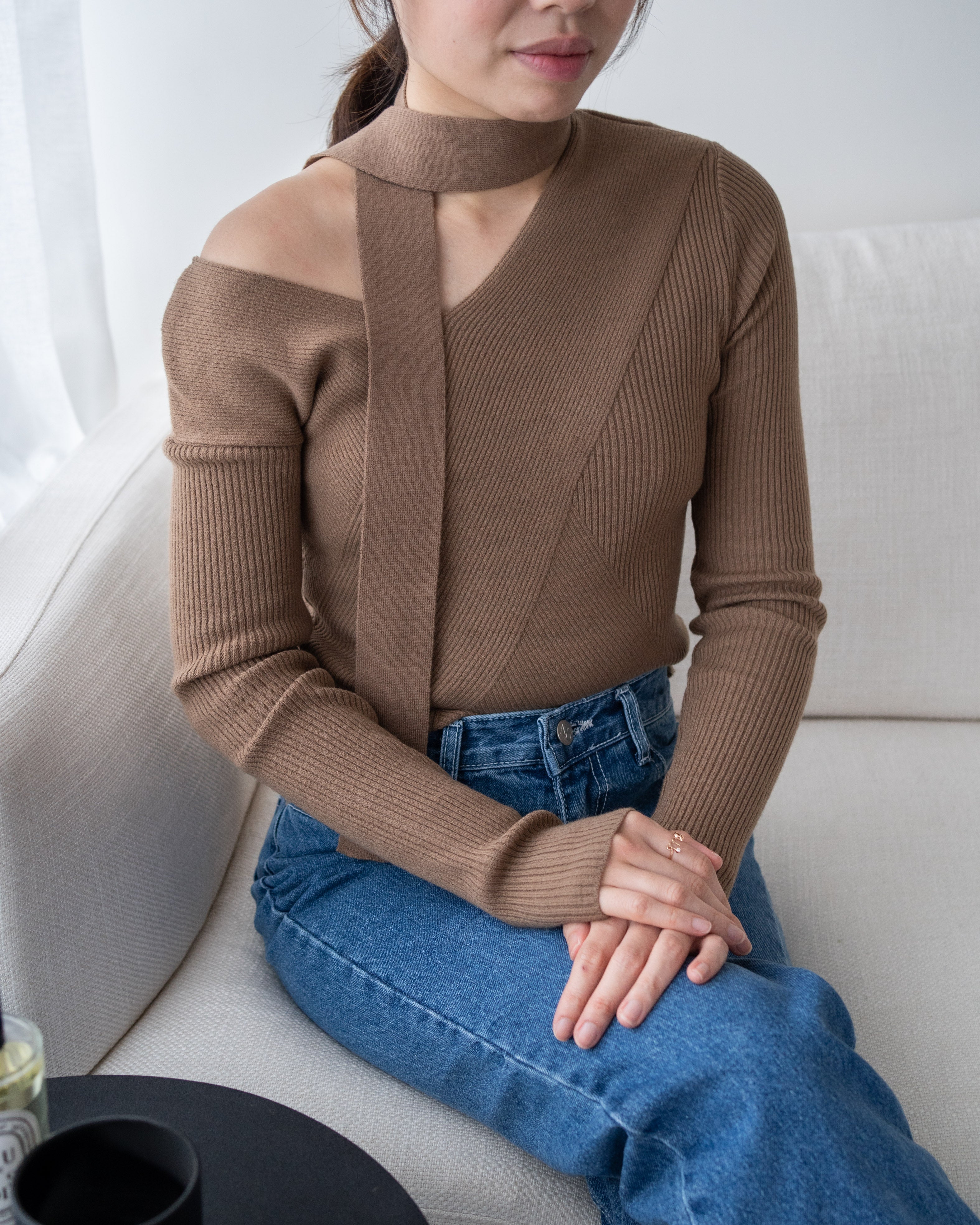 Ava Asymmetric Top - Latte