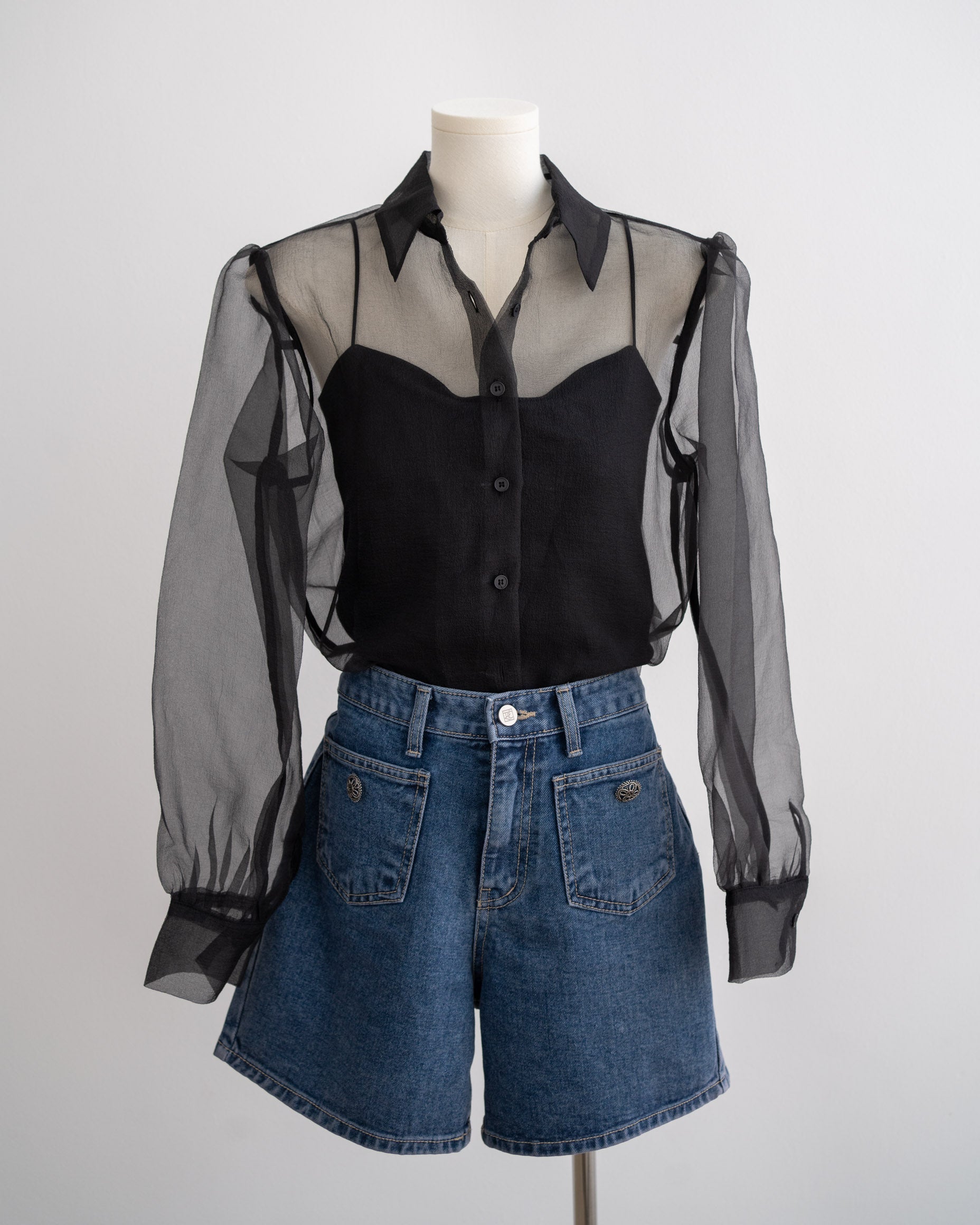 Christy Organza Blouse - Black