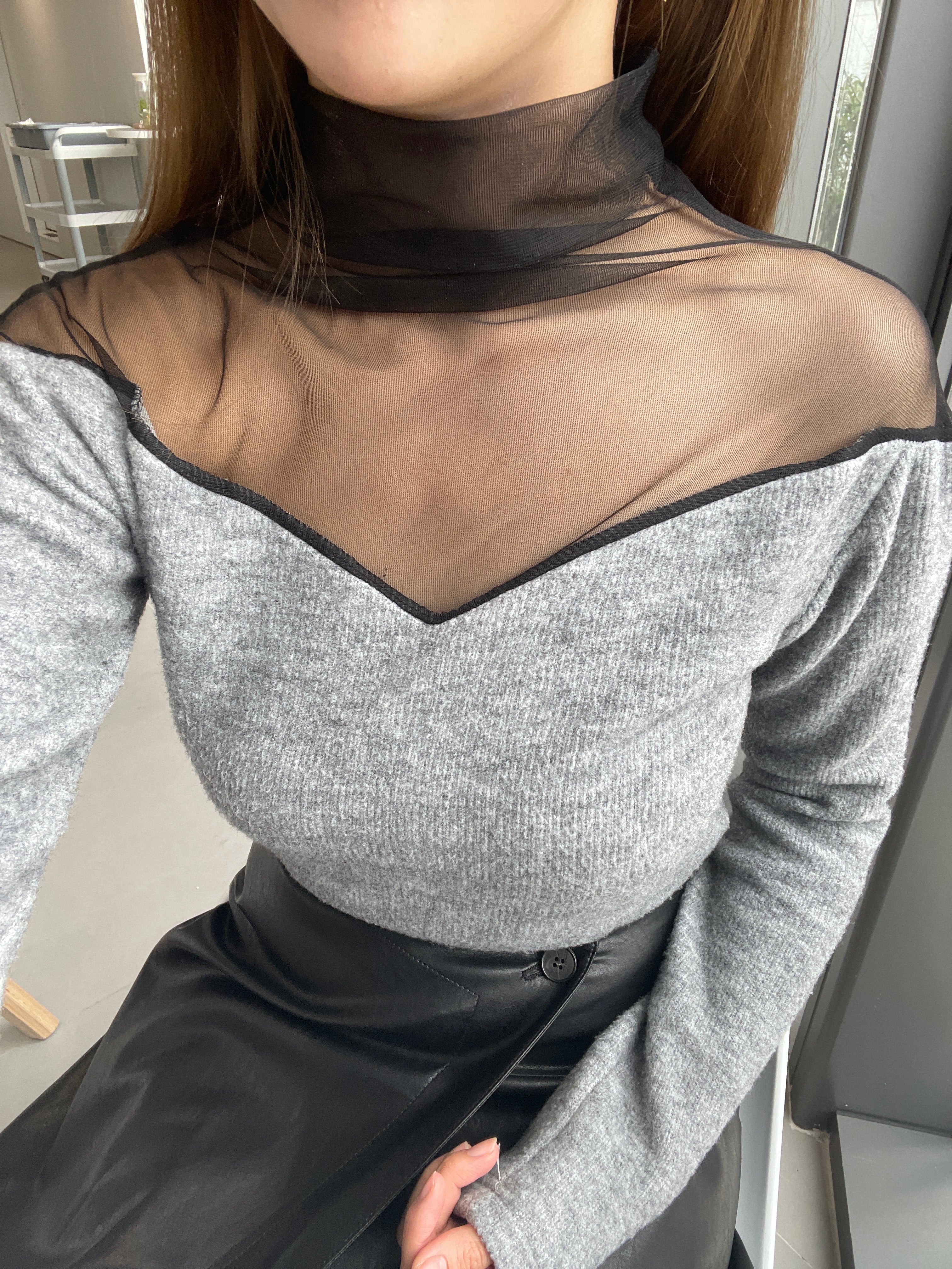 Evelyn Top - Gray & Black